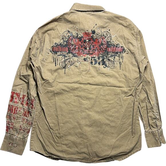 Wildride Culture Y2K Chain Grunge Urban Button Up Shirt - Picture 2 of 5